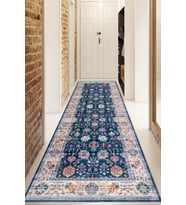 Dijital Baskılı Kaymaz Taban Yıkanabilir Modern Yolluk Ve Koridor Halısı NDU-HT-994 (Mavi)