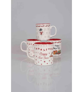 DEKOMUS TEKLİ KUPA "YENİ YIL&MERRY CHRISTMAS" SERİSİ  (Beyaz)