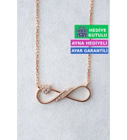 Jewelmim Gümüş Sonsuzluk Kolye Rose Altın Kaplama Sonsuzluk İşareti 925 Ayar Kadın Gümüş Sonsuzluk Kolyesi (Rose)