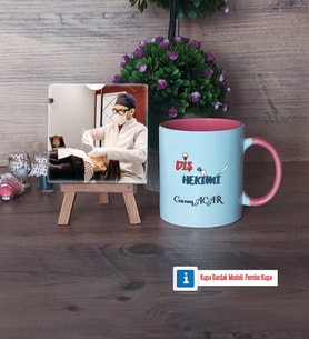 Diş Hekimi Fotoğraflı Dekoratif Taş, Kupa Bardak Beyaz HediyeDiş Hekimine Diş Hekimleri Günü Hediyesi (Model 6)