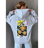 Unisex Tokoyaki Baskılı Sweatshirt (Gri)