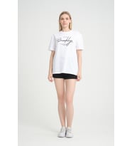Kadın Bisiklet Yaka Oversize Fit  Tişort SPR24TSk110 (Beyaz)