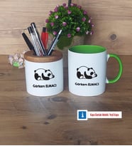 Uykucu Panda Kalemlik, Kupa Bardak T Kişiye Özel Hediye (Model 14)
