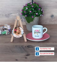 Fizik Öğretmeni Türk Kahvesi Fincanı Ahşap Altlıklı ve Fotoğraflı Ahşap Anahtarlık Hediye (Model 6)