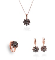 Taşlı Çiçek Set (Rose - Gold)