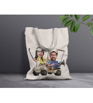 BK Gift Kişiye Özel Sevgililer Karikatürlü Kanvas Bez Çanta, Baskılı Omuz Çantası, Alışveriş Çantası, Plaj Çantası, Sevgiliye Hediye-1 (Model 4)