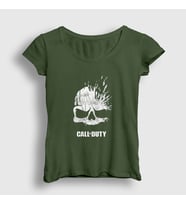 Presmono Kadın Sarı Skull Call Of Duty T-Shirt 27270tt (Haki)