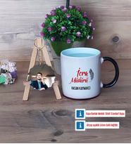 İcra Müdürü Kupa Bardak Beyaz ve Fotoğraflı Ahşap Anahtarlık Hediye (Model 9)