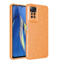 Xiaomi Redmi Note 12 Pro 4G Kılıf Kamera Korumalı Simli Lüks Işıltılı Silikon (Turuncu)