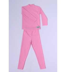 KIZ ÇOCUK ALT-ÜST TAKIM BOĞAZLI DÜZ RENK D18 (Pembe)