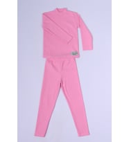 KIZ ÇOCUK ALT-ÜST TAKIM BOĞAZLI DÜZ RENK D18 (Pembe)