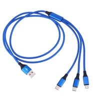 Üç Başlıklı Usb Şarj kablosu 3in1 Micro+iphone+Type-c Üniversal hızlı Şarj Kablosu üçlü (Lacivert)