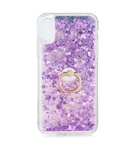 Uyumlu Model Apple iPhone XS 5.8 Kılıf İçi Sıvılı Yüzüklü Kapak (Mor)