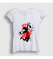 Presmono Kadın Sarı Fly High Voleybol Anime Haikyu T-Shirt 237438tt (Beyaz)