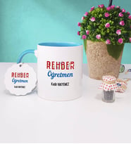 Rehber Öğretmeni Kupa Bardak ve Anahtarlık (Mavi)