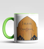 Kişiye Özel İmam Tasarımlı Siyah Kupa (Yeşil-Beyaz)