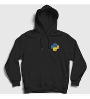 Presmono Unisex Gri Logo Python Developer Yazılımcı Kapüşonlu Sweatshirt 336462tt (Siyah)