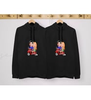 BK Gift Kişiye Özel Sevgililer Karikatürlü İkili Siyah Sweatshirt Seti, Sevgililer Hediye, Çift Hediyesi, Yıl Dönümü Hediyesi, Kişiye Özel Sweatshirt (Model 9)