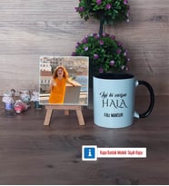 Halaya Hediye Fotoğraflı Dekoratif Taş, Kupa Bardak Beyaz Hediye (Model 11)