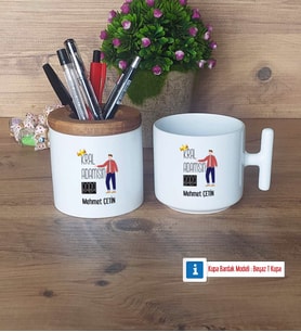 Babalar Günü Hediyesi Kalemlik, Kupa Bardak T Kişiye Özel Hediye Babaya Doğum Günü Hediyesi (Model 1)