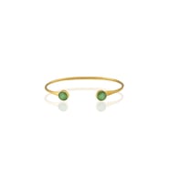 Kadir Jewellery 22 Ayar Altın Kaplama El İşçiliği Zirkon Taşlı Kadın Charm Bileklik (Yeşil)