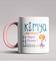 Kişiye Özel Kimya Öğretmeni Temalı Siyah Renk Kupa Bardak  (Pembe)