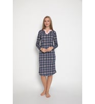 VISHENKA KADIN %100 PAMUK EKOSE BASKILI PİJAMA TUNİK (Lacivert-Pembe)