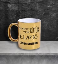 Elazığ Temalı Kişiye Özel İsim ve/veya Fotoğraflı Kupa Bardak No:X025-023 (Gold)