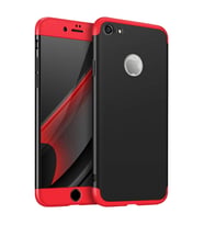 Apple iPhone 7 / iPhone 8 Uyumlu GKK Kılıf 360 Derece Tam Koruma (Kırmızı-Siyah)