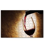 Cakapuzzle Kadehe Dökülen Kırmızı Şarap Görseli Puzzle Yapboz MDF (Ahşap) (255 Parça)