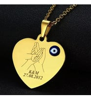 Kişiye Özel İsimli Kalp Paslanmaz Karamaz Çelik Kolye Kalp Kolye (Gold)