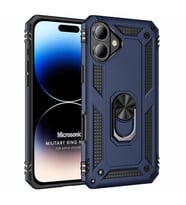 Microsonic Apple iPhone 16 Plus Kılıf Military Ring Holder Siyah (Lacivert)