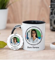 Öğretmenler Gününe Özel Fotoğraflı Kupa Bardak ve Anahtarlık (Siyah)