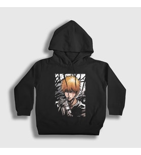 Presmono Unisex Çocuk Beyaz Ichigo Anime Bleach Kapüşonlu Sweatshirt 127567tt (Siyah)