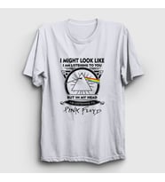 Presmono Unisex Sarı Listening To Pink Floyd T-Shirt 351240tt (Beyaz)