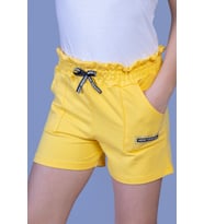 Toontoy Kız Çocuk Beli Lastikli İki Yanı Cepli Şort (Sarı)
