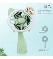 Şarjlı El Fanı Vantilatör 3 Kademeli Kırmalı Işıklı Mini Fan 17*11 Cm (Yeşil)