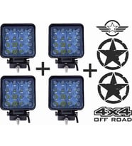 Off Road Sis Farı Sis Lambası 16 Led Kare 4'lü Paket (Mavi)