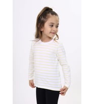 Toontoy Unisex Çocuk Çizgili Tişört (Açık Sarı)
