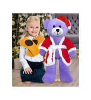 80 Cm Noel Baba Şapkalı Ayıcık Yeni Yıl , Yılbaşı Hediyesi (Mor)