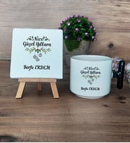 Yeni Yıl Hediyesi Seti Kupa Bardak T Kulplu ve Dekoratif Taş Yılbaşı Hediyesi (Model 6)