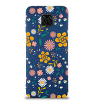 Xiaomi Redmi Note 9s Uyumlu Lansman Kılıf Çiçek Tasarımlı İçi Kadife Kapak-Kırmızı (Lacivert)