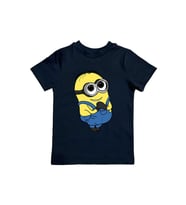 Minions baskılı pamuklu penye kumaş yazlık çocuk tişört (Siyah)