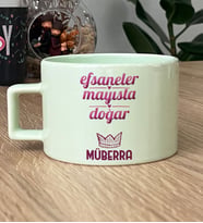 Kişiye Özel Boğa İkizler Burcu Hediye Pastel Fincan Doğum Günü Hediyesi (Yeşil)