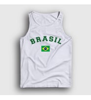 Presmono Unisex Sarı Brasil Brazil Brezilya Bayrağı Atlet 479532tt (Beyaz)