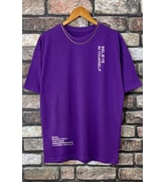 Erkek Belive in Yourself Baskılı Oversize Tshirt (Mor)
