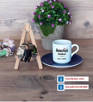 Anestezi Teknikeri Türk Kahvesi Fincanı Ahşap Altlıklı ve Fotoğraflı Ahşap Anahtarlık Hediye (Model 4)