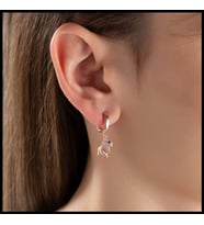 Gümüşistan 925 Ayar Gümüş Zirkon Taş Detaylı Balık Küpe (Rose)