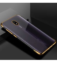 Xiaomi Redmi 8A Kılıf Zore Dört Köşeli Lazer Silikon Kılıf (Gold)