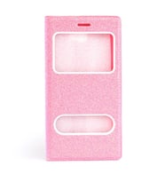Galaxy A7 2016 Kılıf Simli Dolce Kapaklı Kılıf (Pembe)